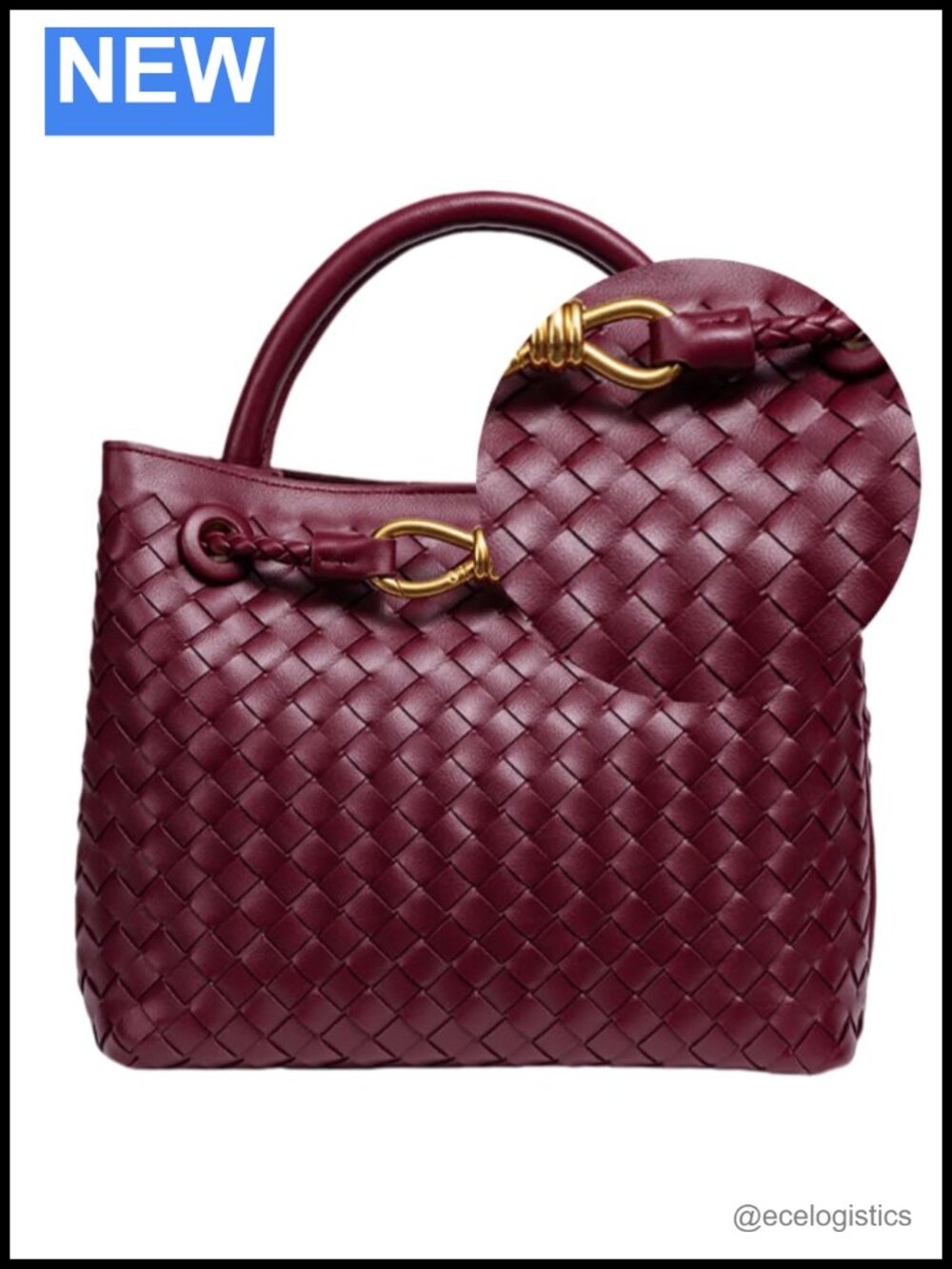 Vegan Leather Woven Top Handle Hobo Shoulder Tote Bag with Adjustable Strap